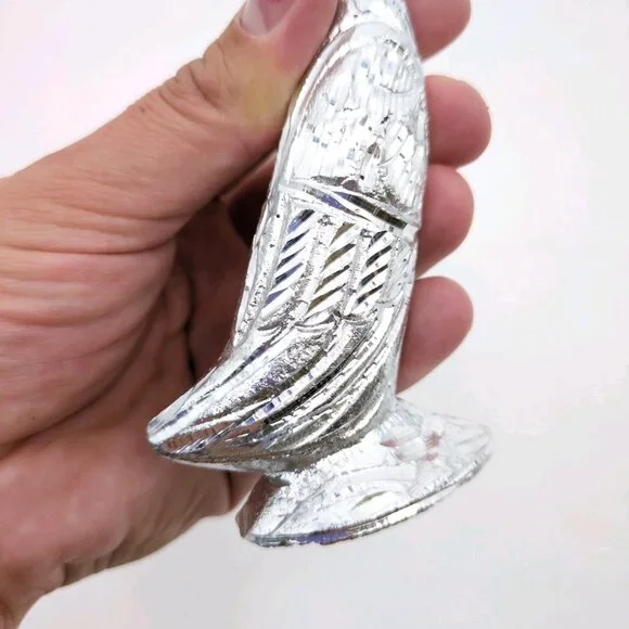 Vintage Aluminum Swan Figurine Pair 7" Hand-Carved Birds Boho Silver Decor - Picture 5 of 12